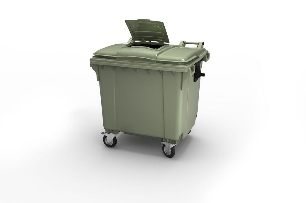 Мусорный контейнер 1100 л. с опцией "крышка в крышке" (1377*1077*1369) зеленый