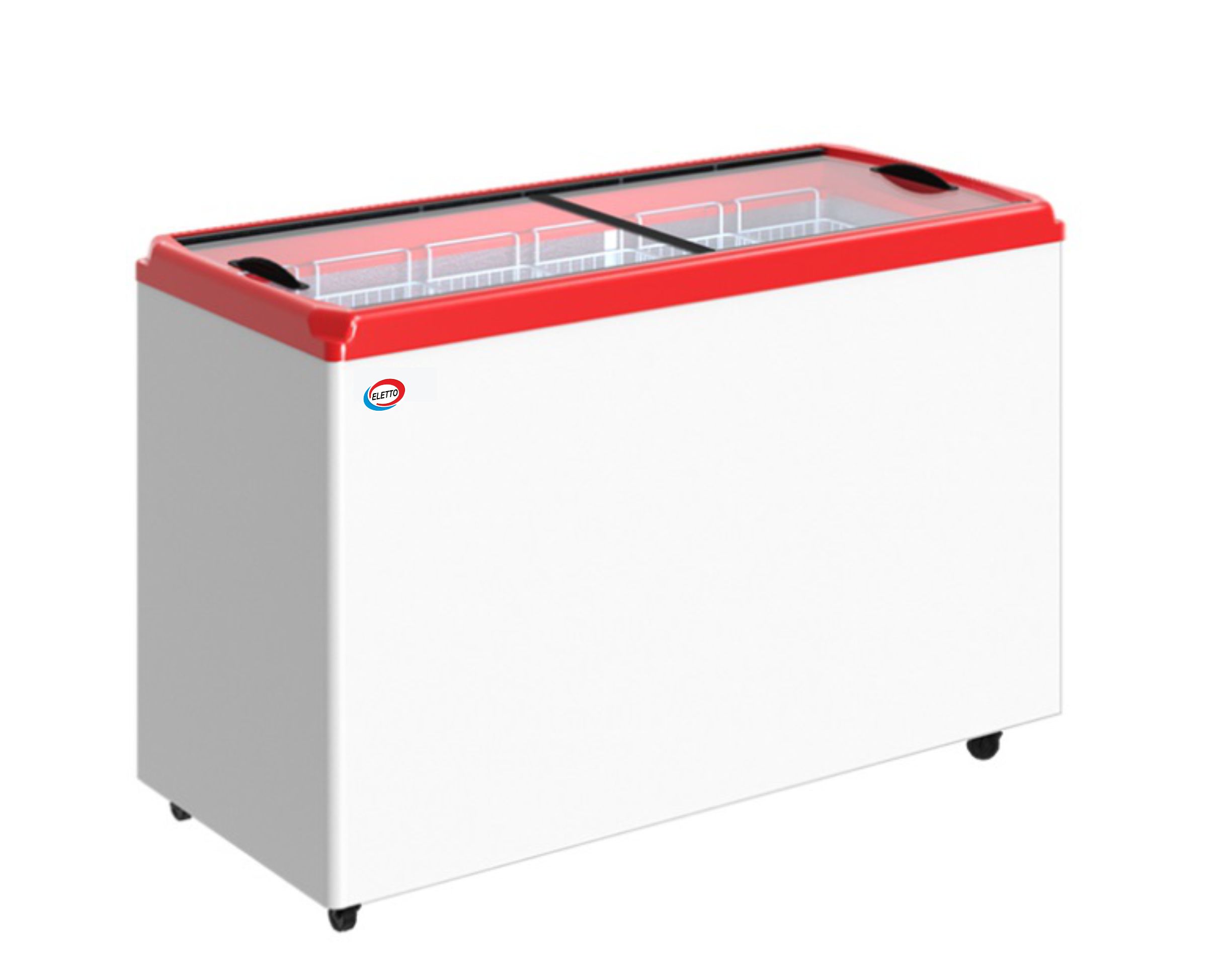 Ларь морозильный ЛВН 350 П Eletto (с прямым стеклом) (CF 350 FE) 3 корзины (красный)