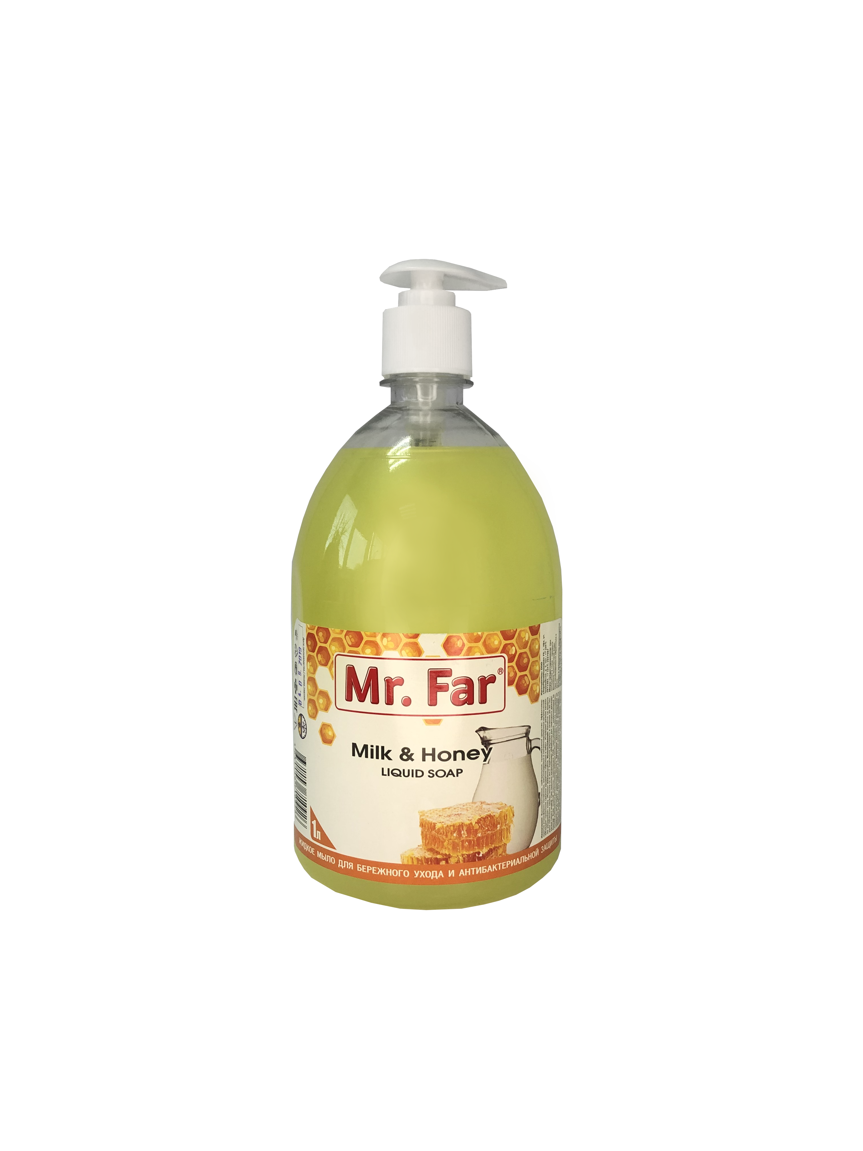 Крем-мыло жидкое для рук Mr.Far Молоко и мед 1 кг ПЭТ (дозатор)