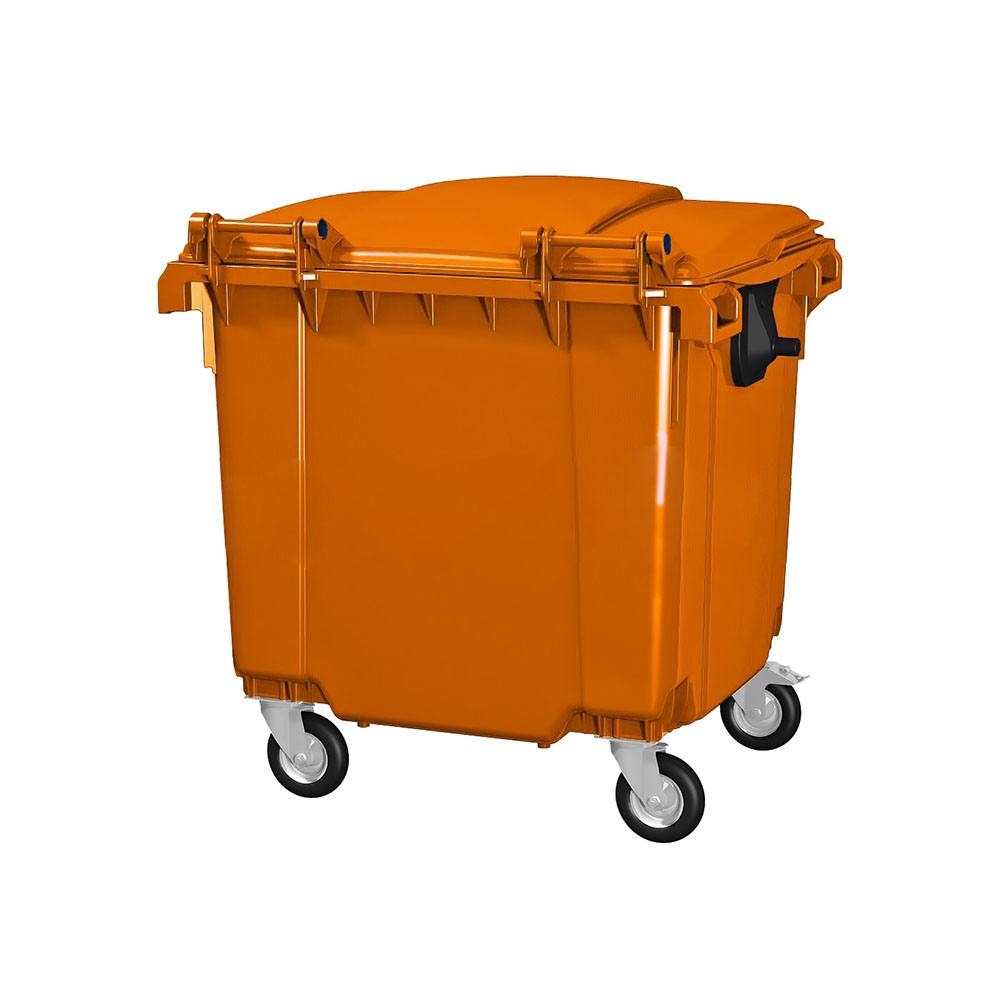 Мусорный контейнер 1100 л. с крышкой (1377*1077*1369) оранжевый
